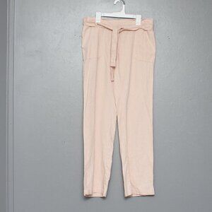 Per Se light pink linen blend pull on pants